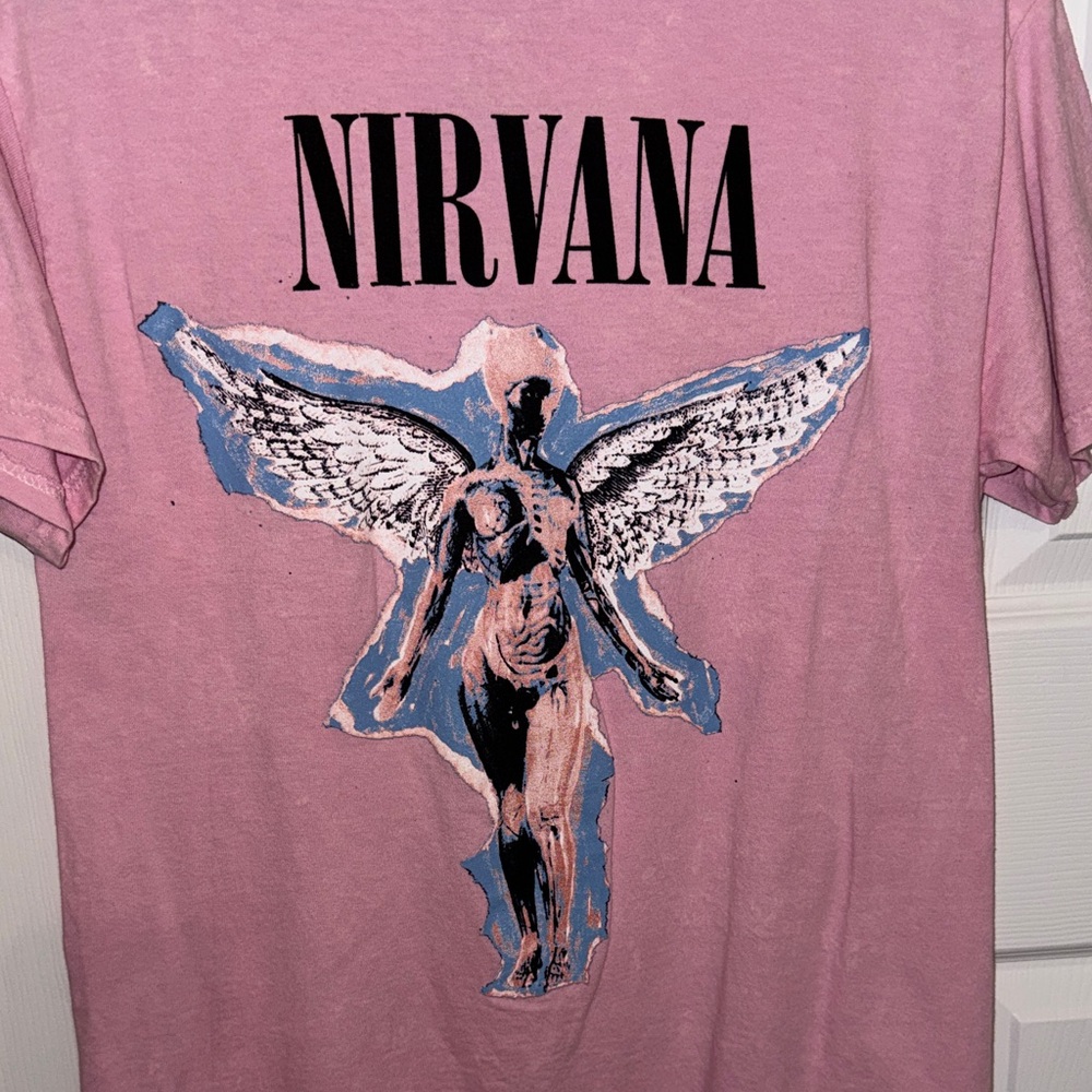 NIRVANA Pink Angel Graphic Tee, EUC, size M - Picture 2 of 4